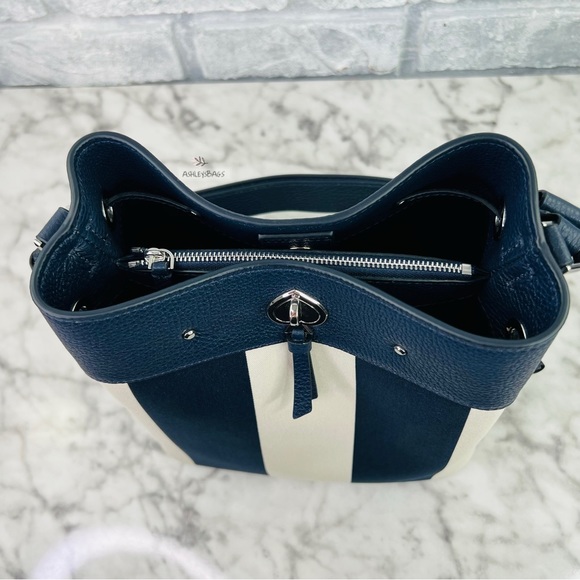 Kate Spade Marti Stripe Large Bucket Bag Shoulder Bag & Crossbody In Blazer Blue - Picture 4 of 10